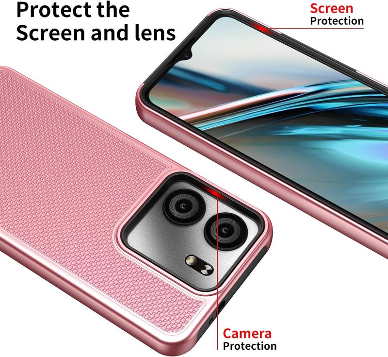 Mocotto for BLU View 5 Phone Case with Tempered Glass Screen Protector,Dual Layer Heavy Duty Shockproof Protection Phone Case Cover for BLU View 5 (Rose Gold) - Image 2